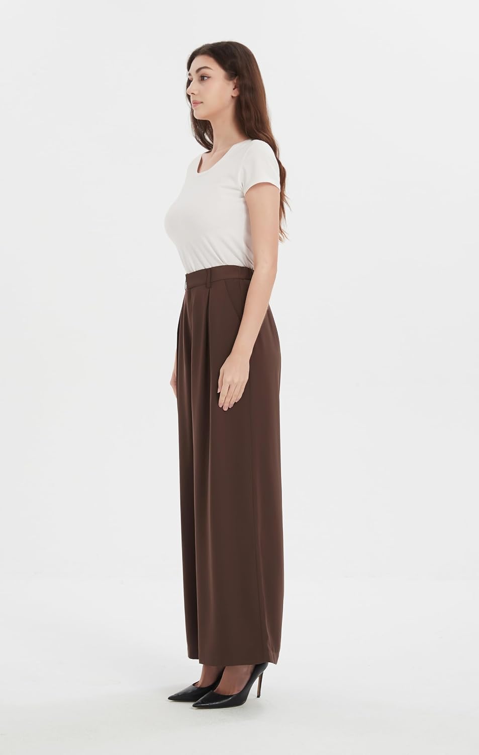 Tronjori Womens High Waist Casual Wide Leg Palazzo Business Pants