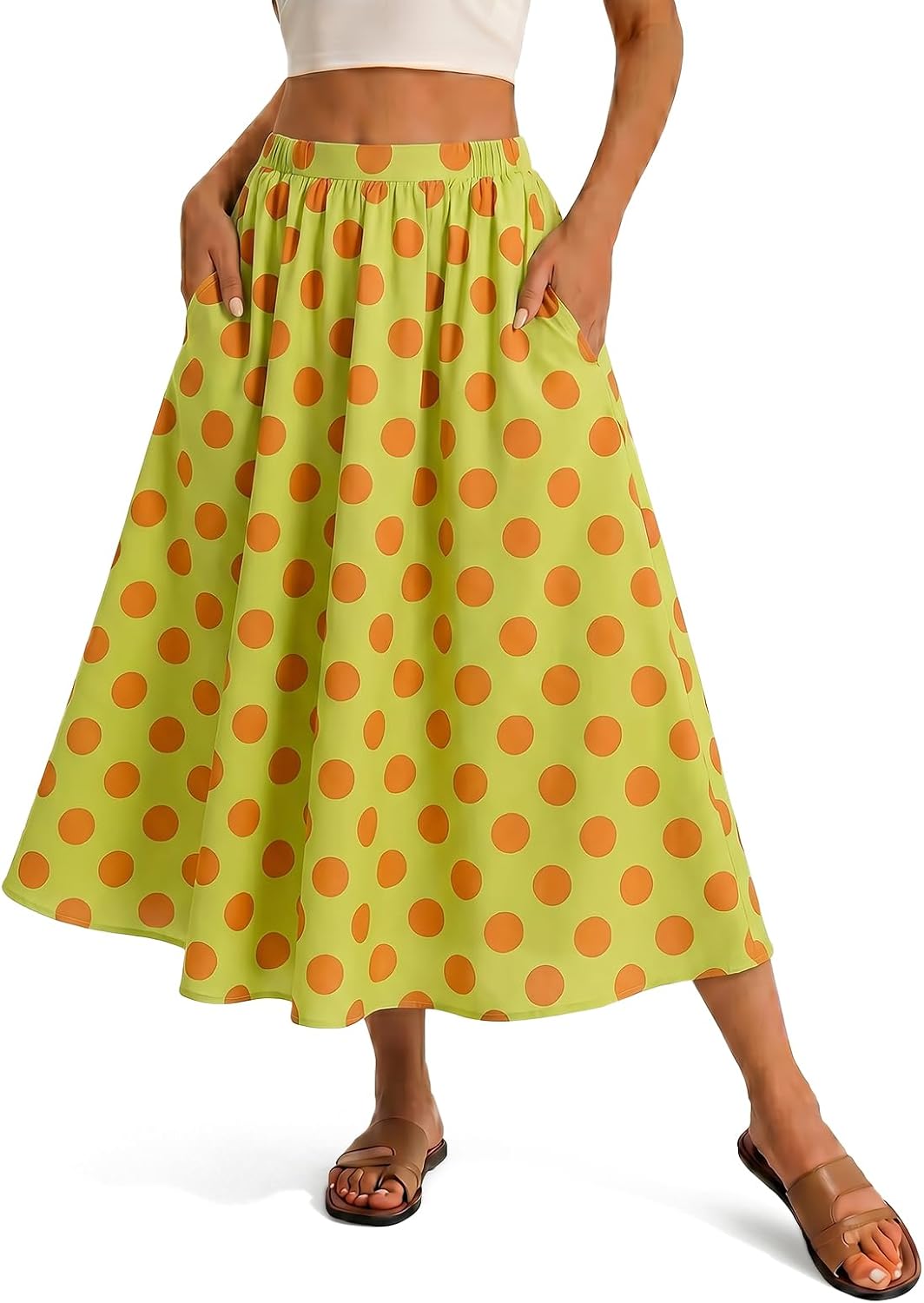 Cicy Bell Womens Summer Striped Maxi Skirts A-Line Beach Vacation Outfits