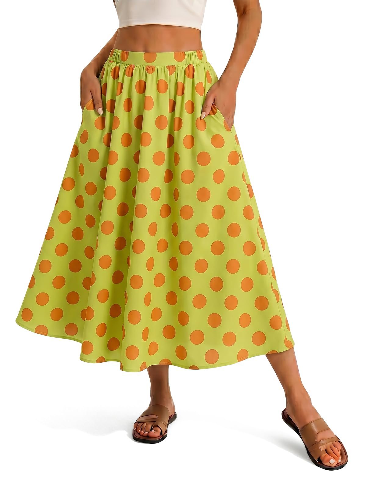 Cicy Bell Womens Summer Striped Maxi Skirts A-Line Beach Vacation Outfits