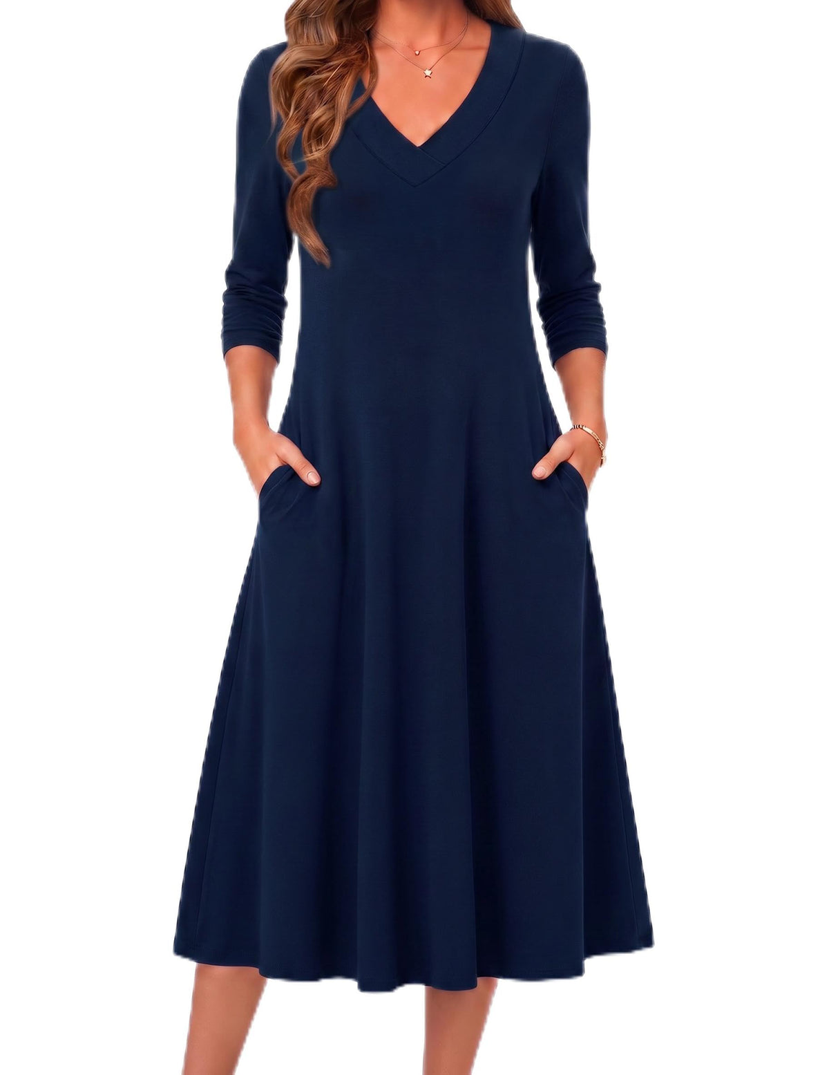 Zeagoo Dresses for Womens Long Sleeve Midi Dress Fall Casual A Line Dress