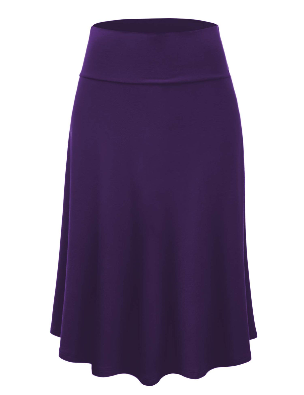 Lock and Love Women's Solid Ombre Lightweight Flare Midi Pull On Closure Skirt S-XXXL Plus Size