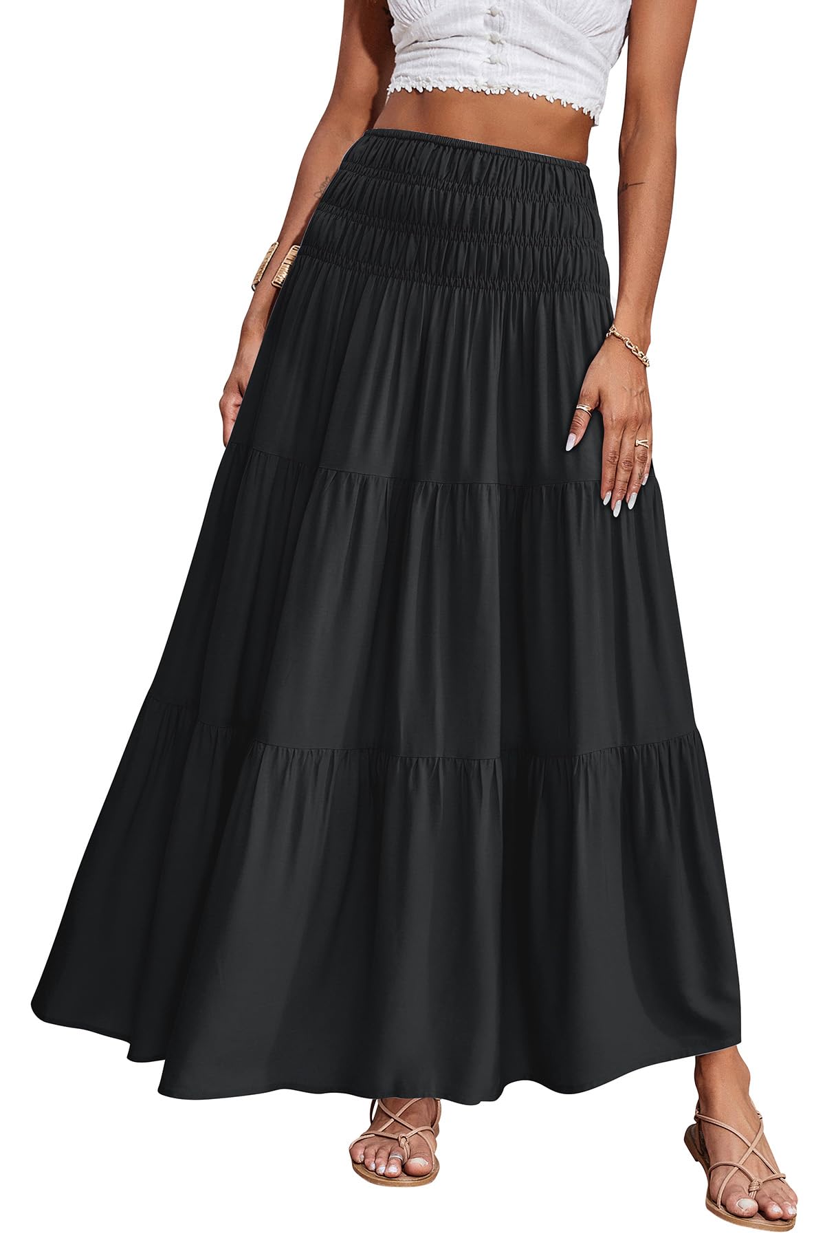 CFLONGE Summer Maxi Skirts for Women 2026 Trendy Floral A Line Boho Skirt