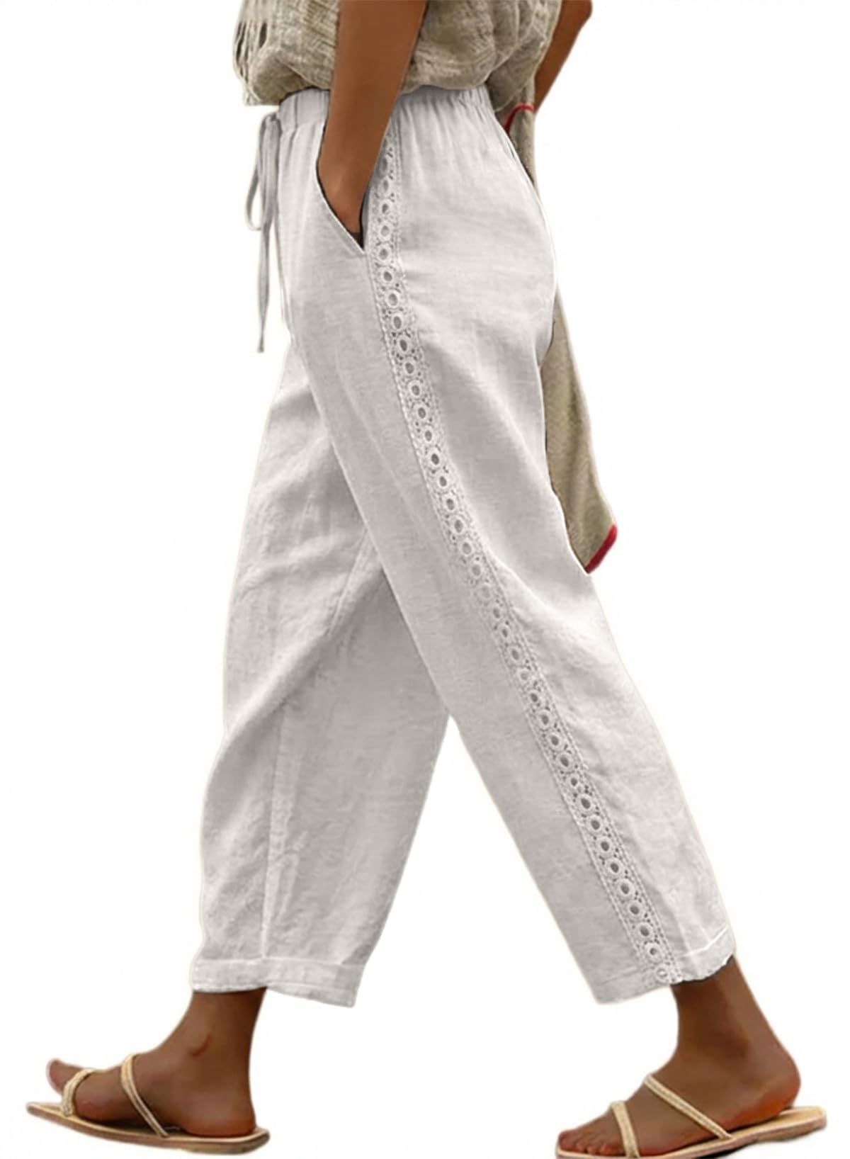 Women Fashion 2026 Casual Elastic Waist Pants with Pockets
