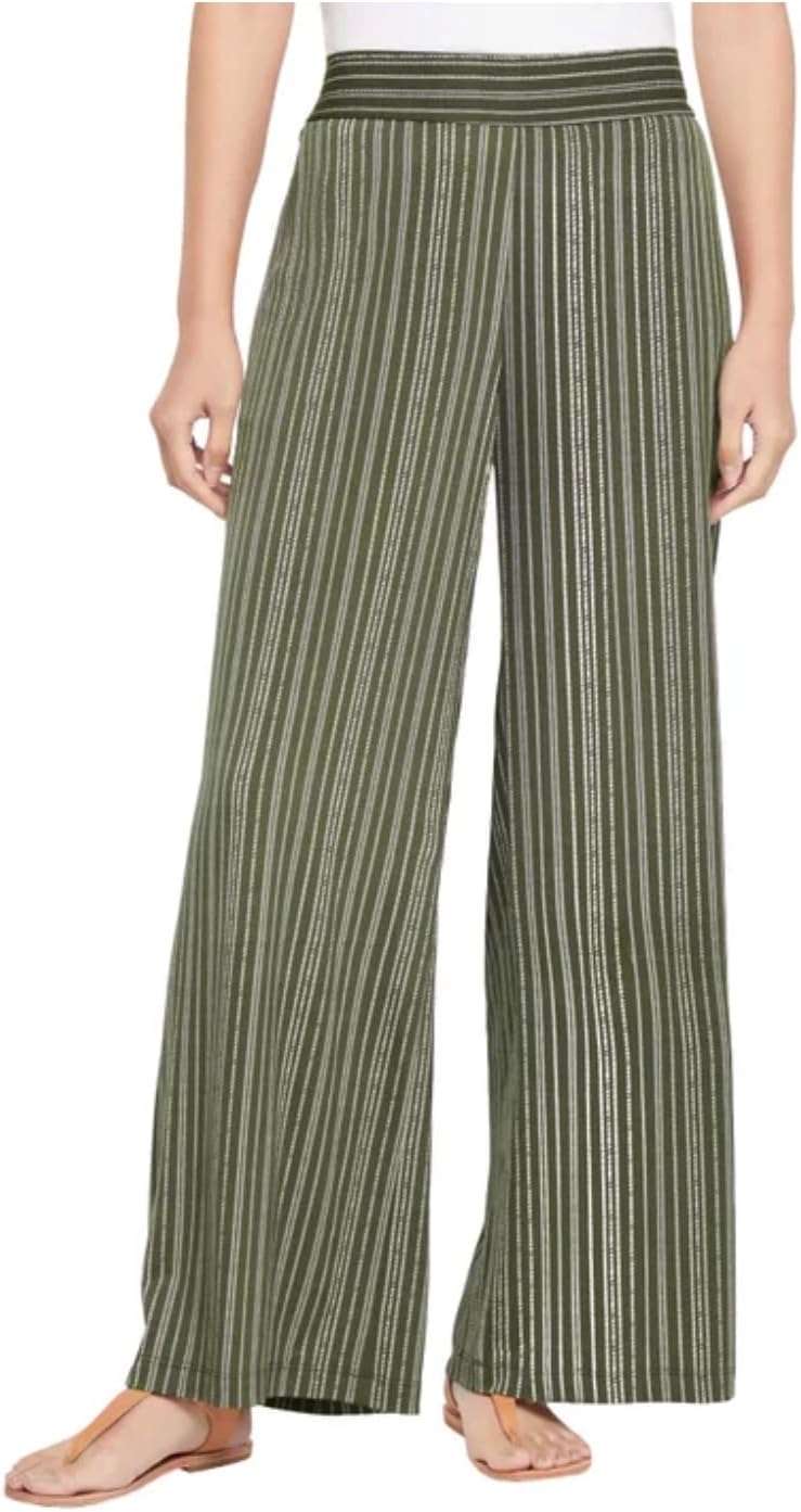 Three Dots Women's Pull-On Wide Leg Pant with Pockets