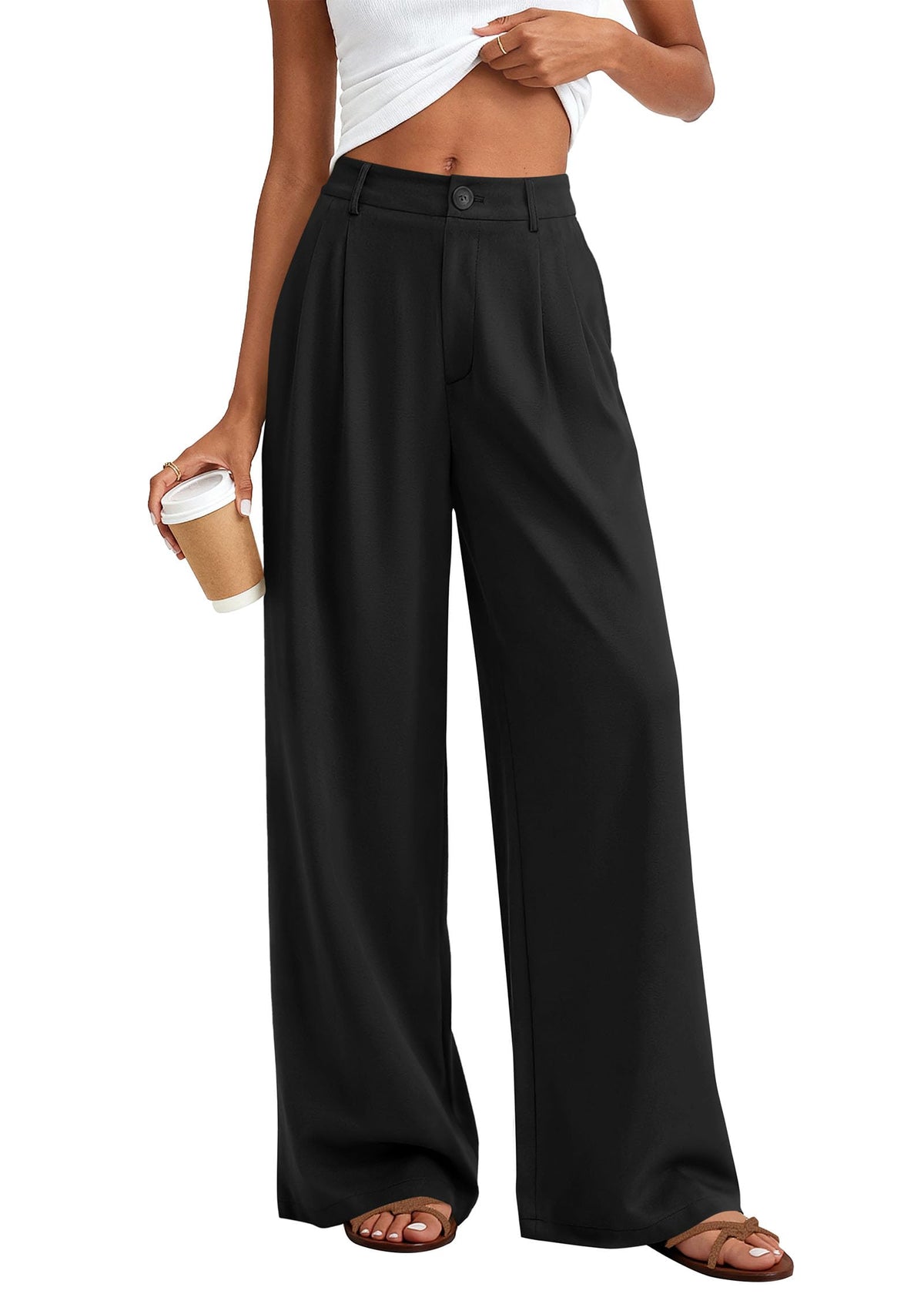 KIRUNDO Wide Leg Pants for Women 2026 Summer Flowy Polka Dot Trousers
