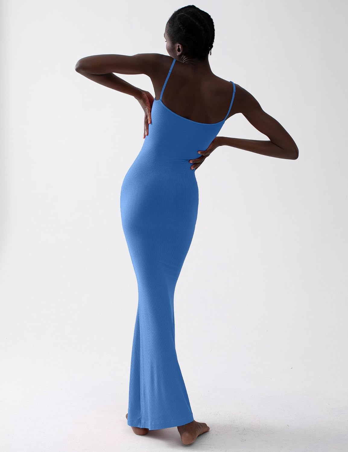 PUMIEY Women's Soft Lounge Long Slip Dress Sexy Sleeveless Backless Bodycon Maxi Dresses for Women