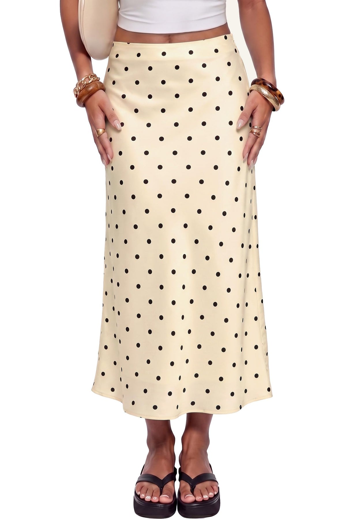 Dokotoo Skirts for Women Trendy High Waisted Cocktail Long Silk Midi Skirt