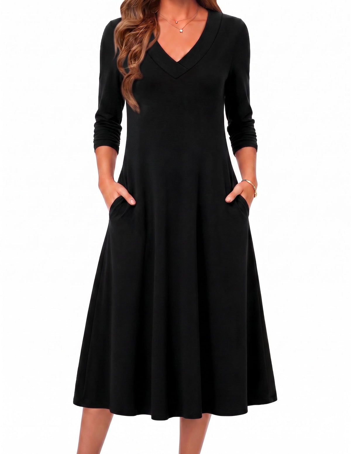 Zeagoo Dresses for Womens Long Sleeve Midi Dress Fall Casual A Line Dress