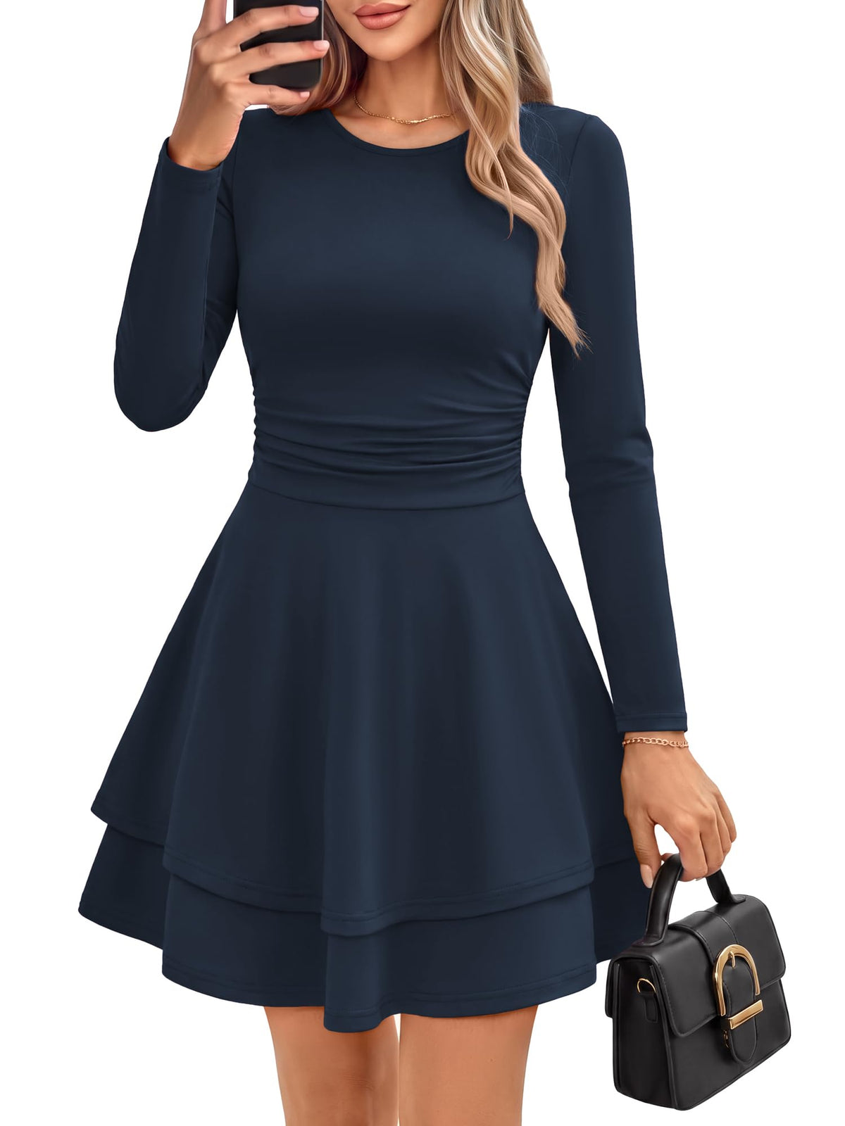 GRACE KARIN 2026 Womens Fall Long Sleeve Party Mini Dresses with Pockets
