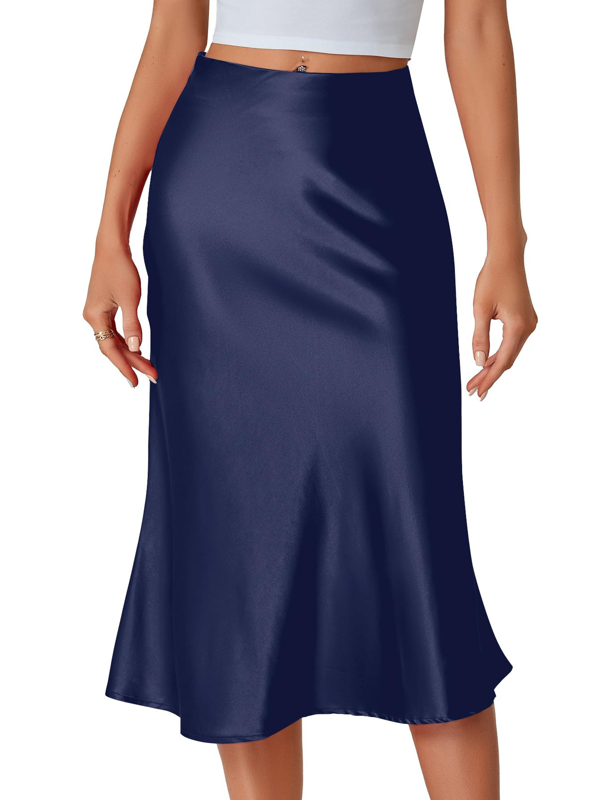LYANER Women's Satin Silky Midi Skirt