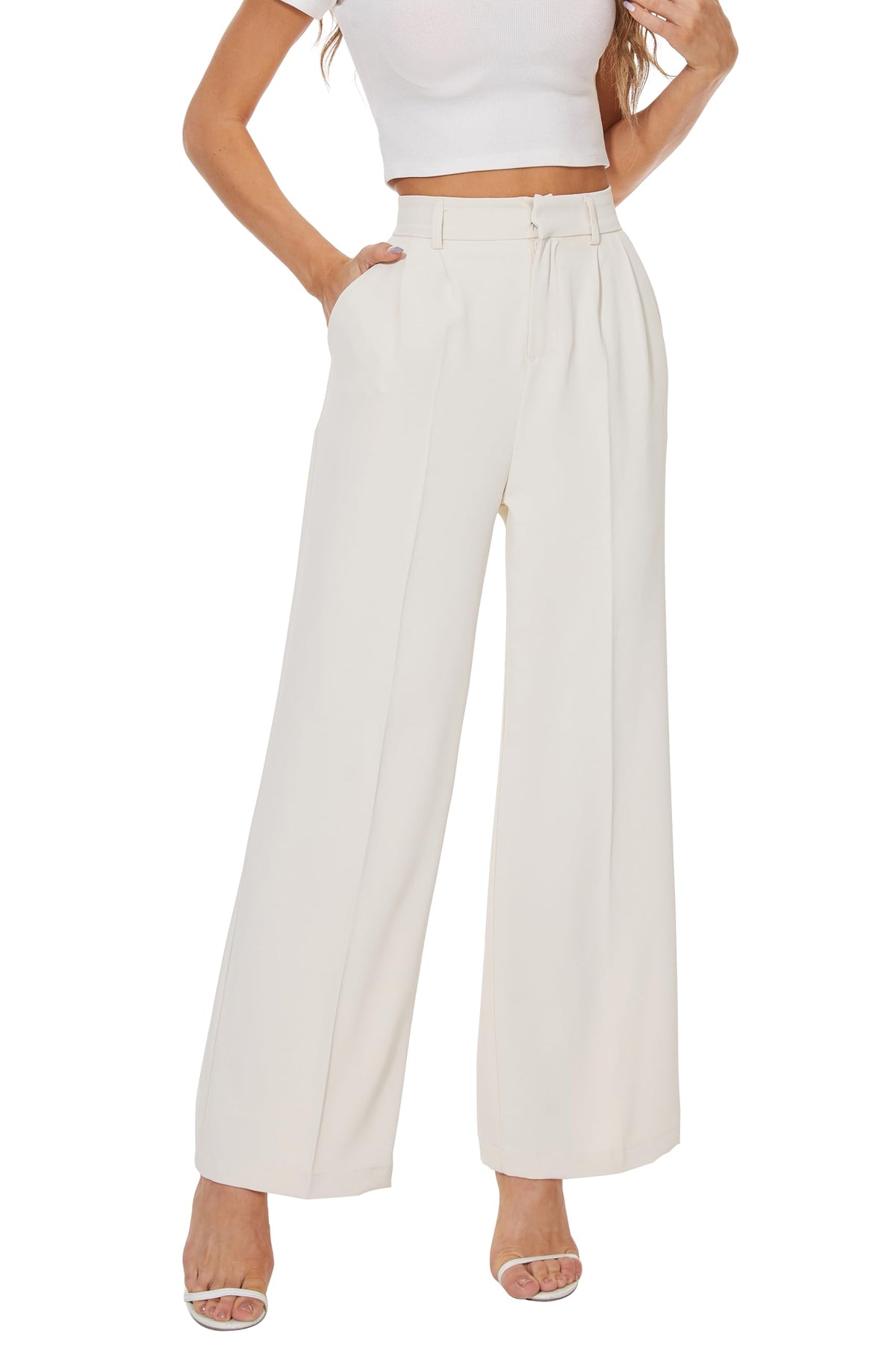 KICZOY Women Casual Wide Leg Dress Pants High Waist Lightweight Flowy Pants