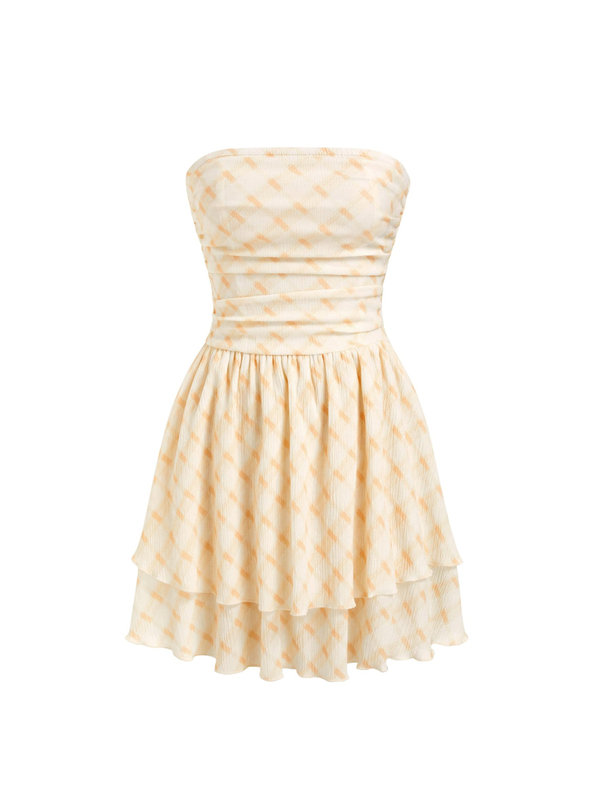 CIDER Women's Summer Cocktail Dress - Tube Ruched Ruffle Mini Dress