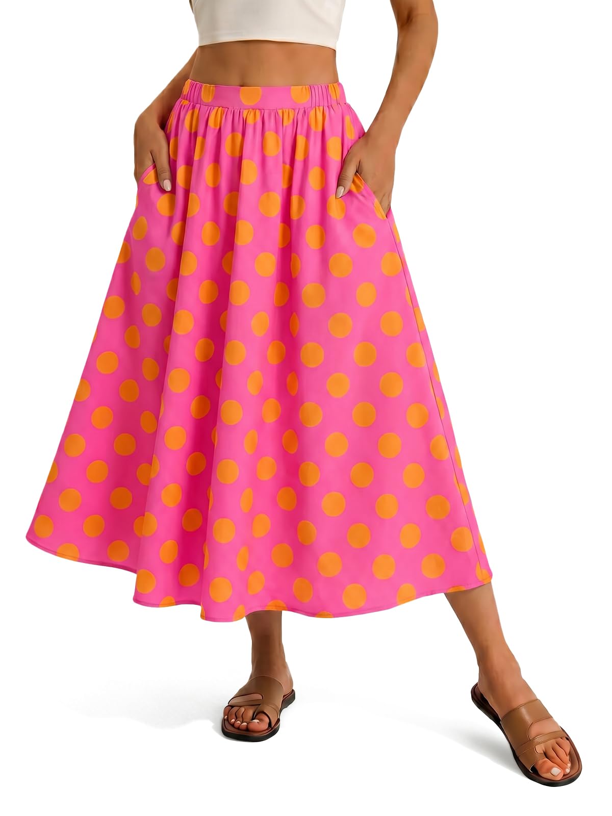 Cicy Bell Womens Summer Striped Maxi Skirts A-Line Beach Vacation Outfits