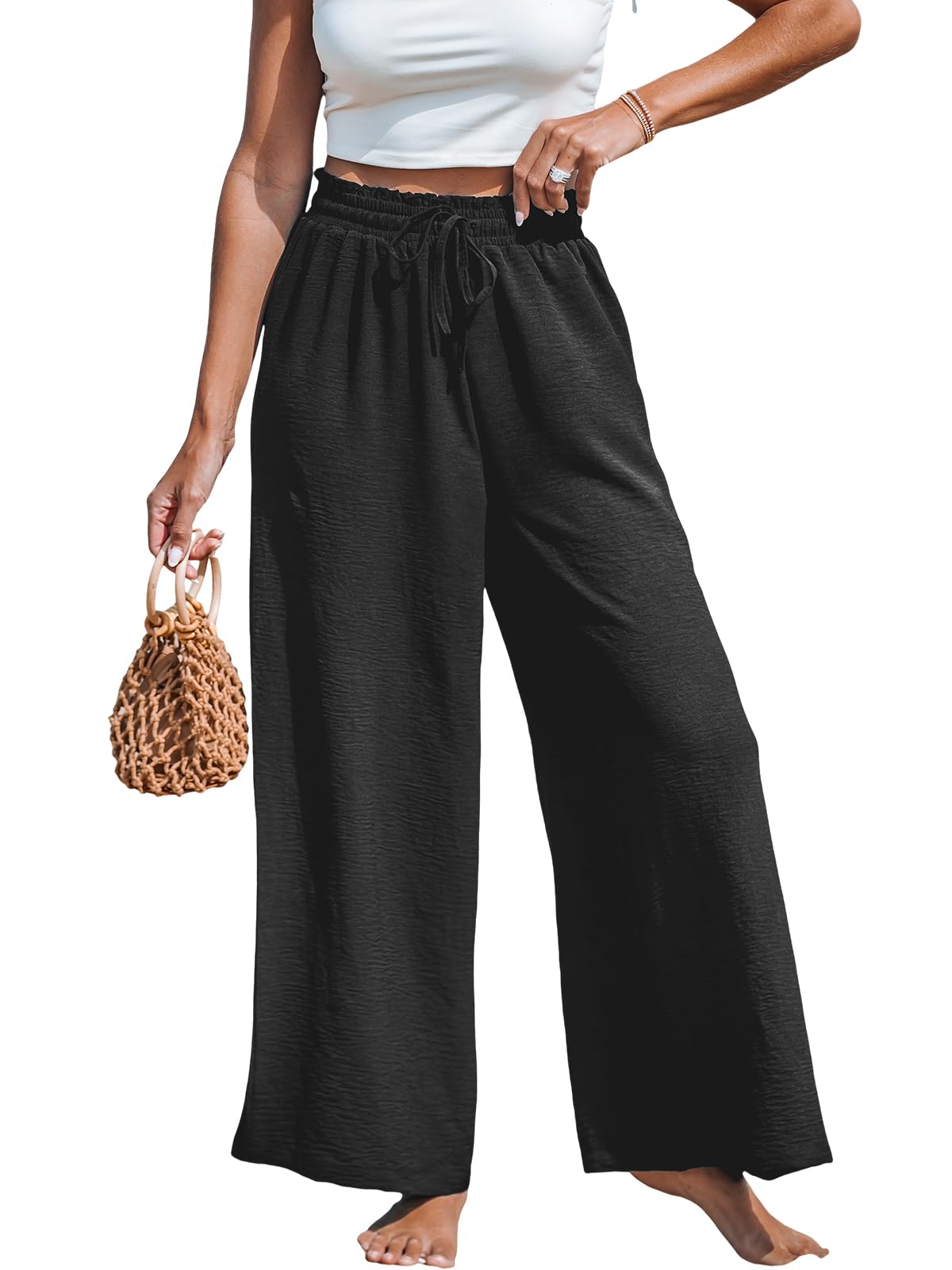 CUPSHE Women's Wide Leg Palazzo Pants Smocked High Waist