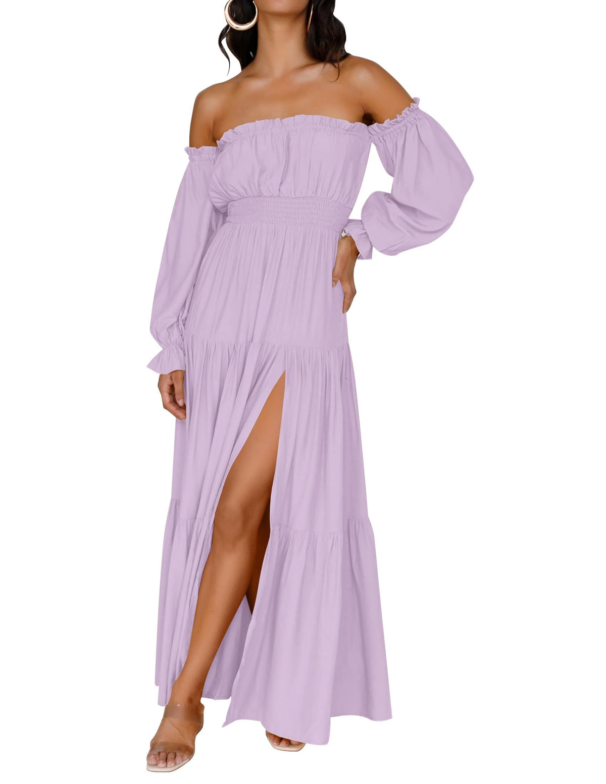ZESICA Womens Fall Long Sleeve Boho Off Shoulder Maxi Dresses