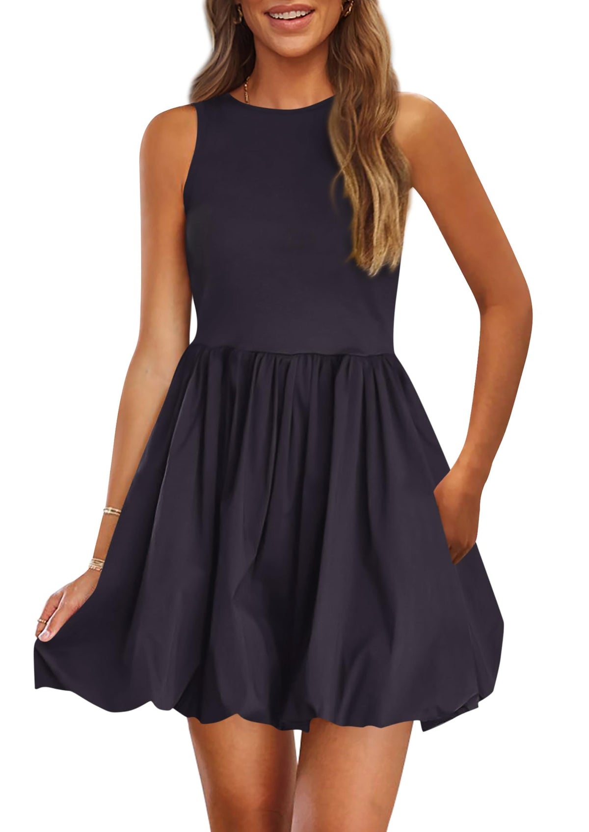 PRETTYGARDEN Womens Summer Bubble Sleeveless Mini Dress