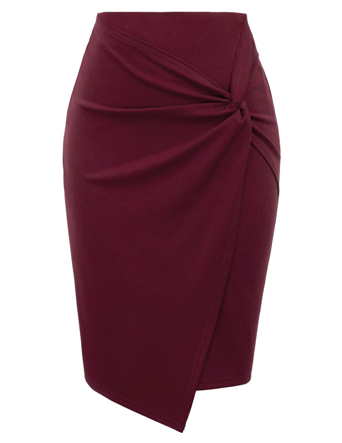 Kate Kasin Women Stretch Knee Length Pencil Skirt, Wrap High Waist Skirts