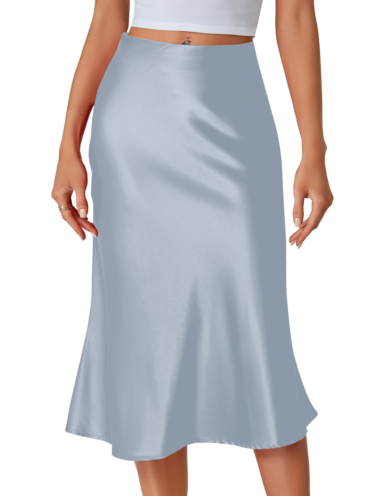 LYANER Women's Satin Silky Midi Skirt