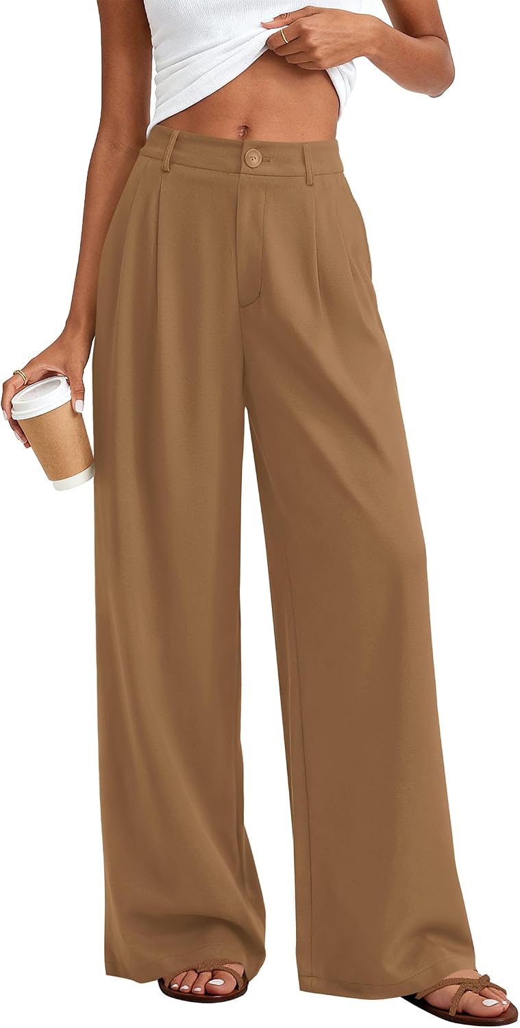KIRUNDO Wide Leg Pants for Women 2026 Summer Flowy Polka Dot Trousers