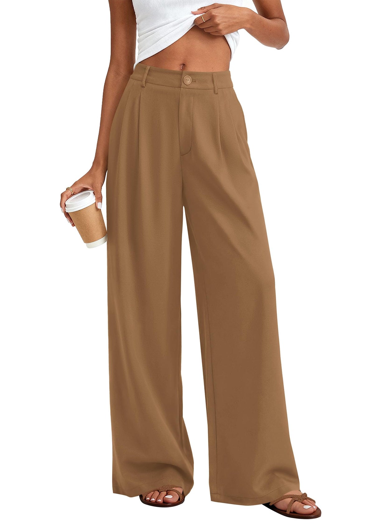 KIRUNDO Wide Leg Pants for Women 2026 Summer Flowy Polka Dot Trousers