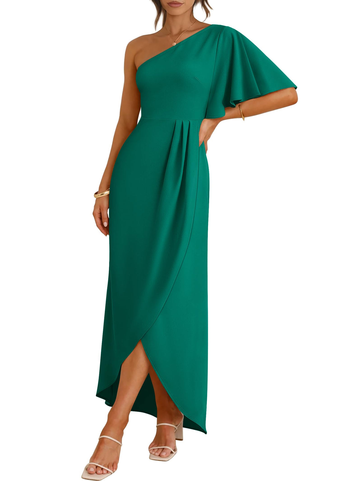 ANRABESS Women One Shoulder Formal Wedding Guest Dress