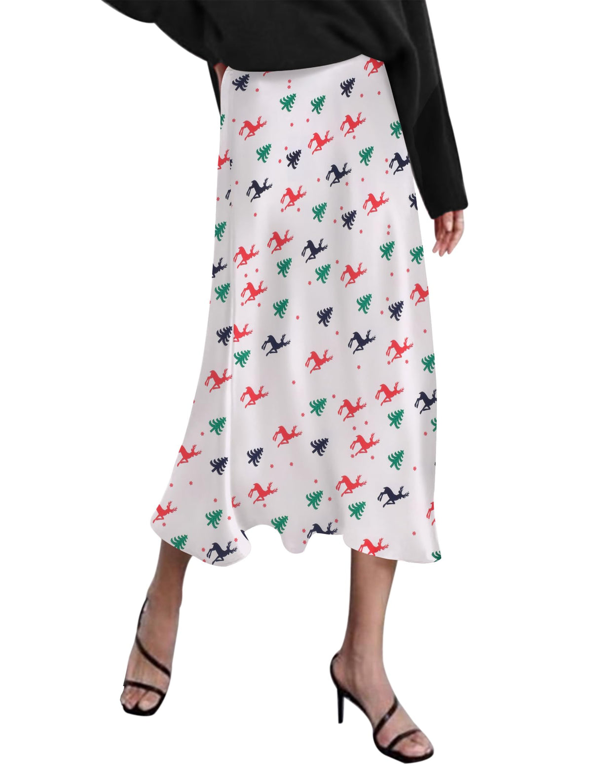 Zeagoo Skirts for Women High Waist Skirt Elegant Midi Skirt Satin