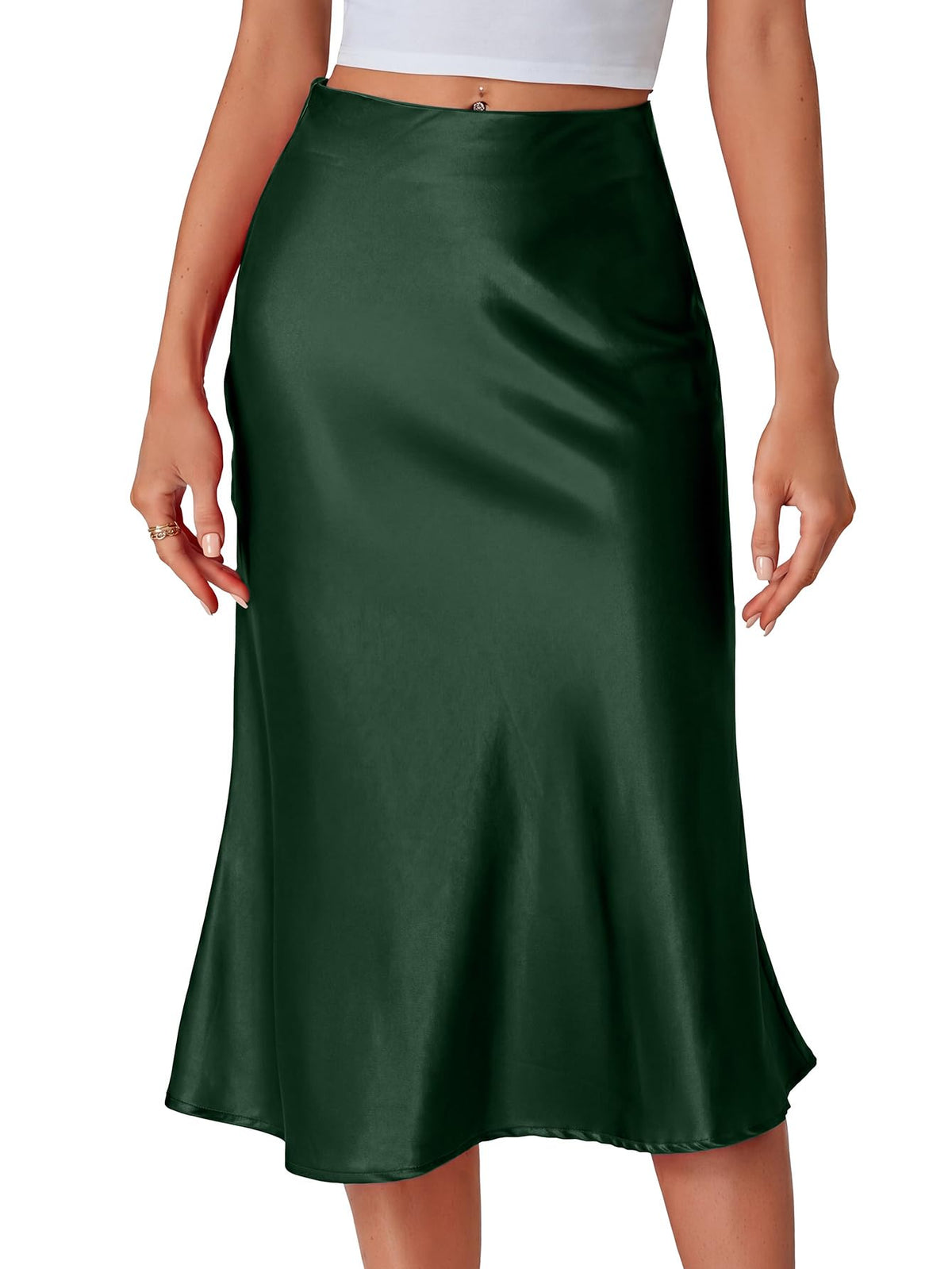 LYANER Women's Satin Silky Midi Skirt