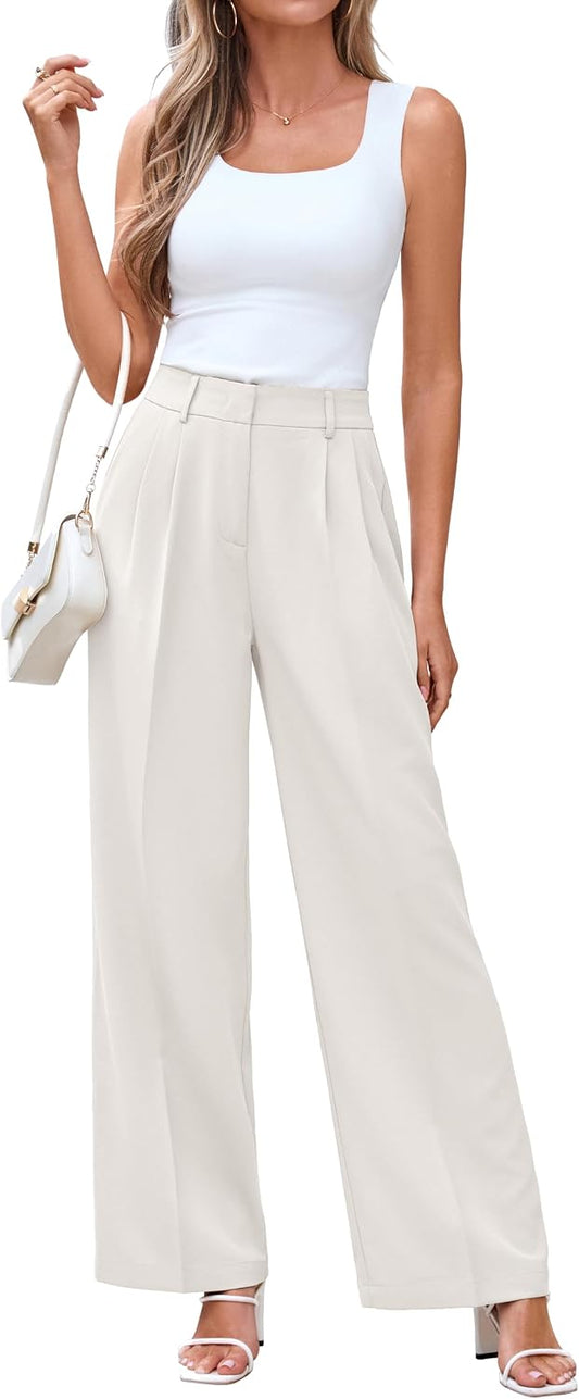 KICZOY Women Casual Wide Leg Dress Pants High Waist Lightweight Flowy Pants