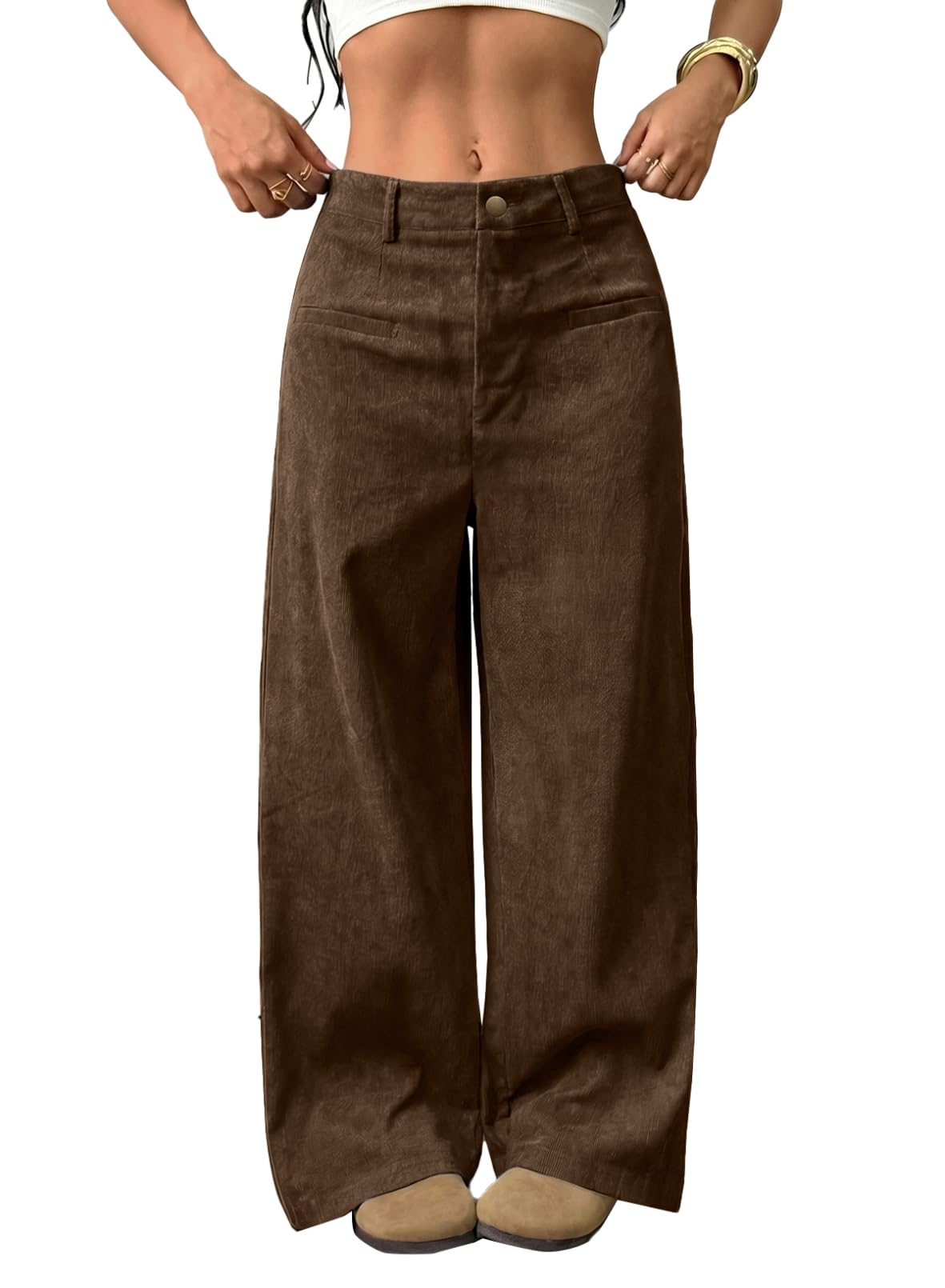 Acelitt Women's Corduroy Pants with Pockets
