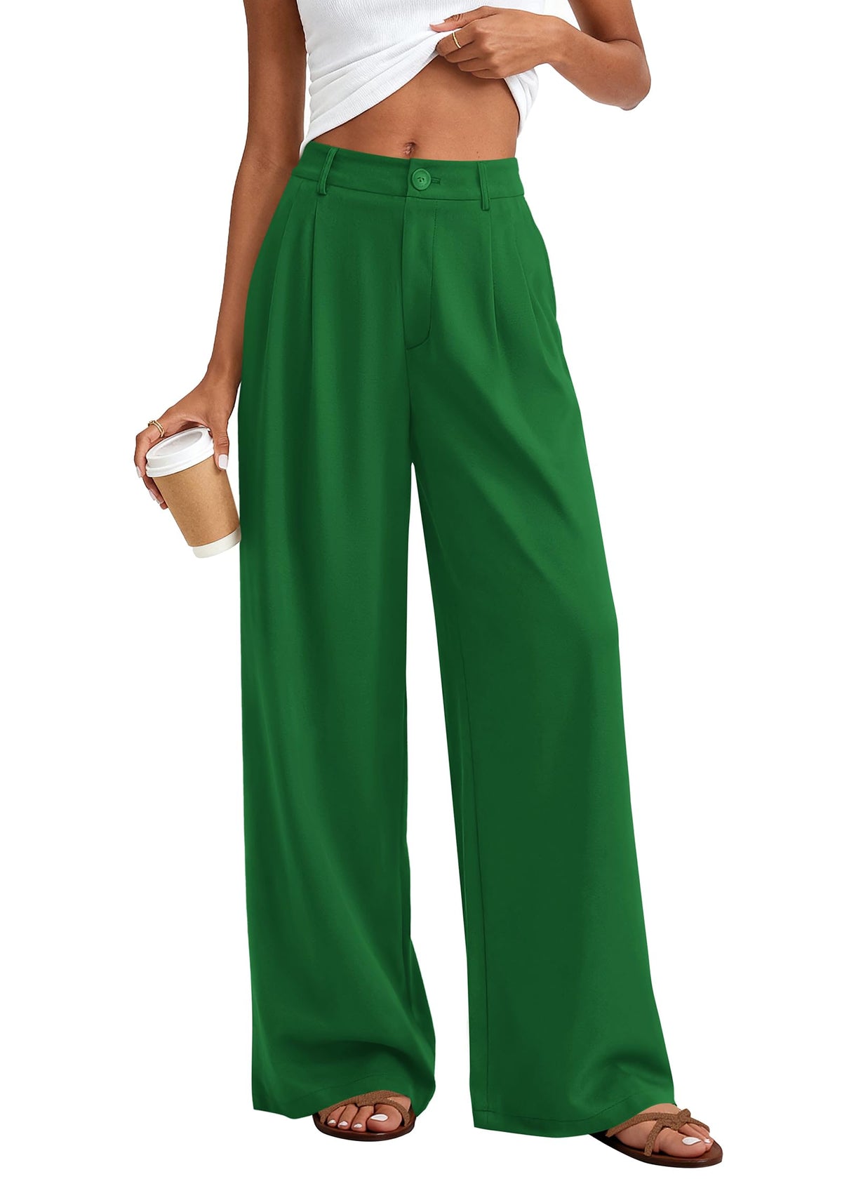 KIRUNDO Wide Leg Pants for Women 2026 Summer Flowy Polka Dot Trousers