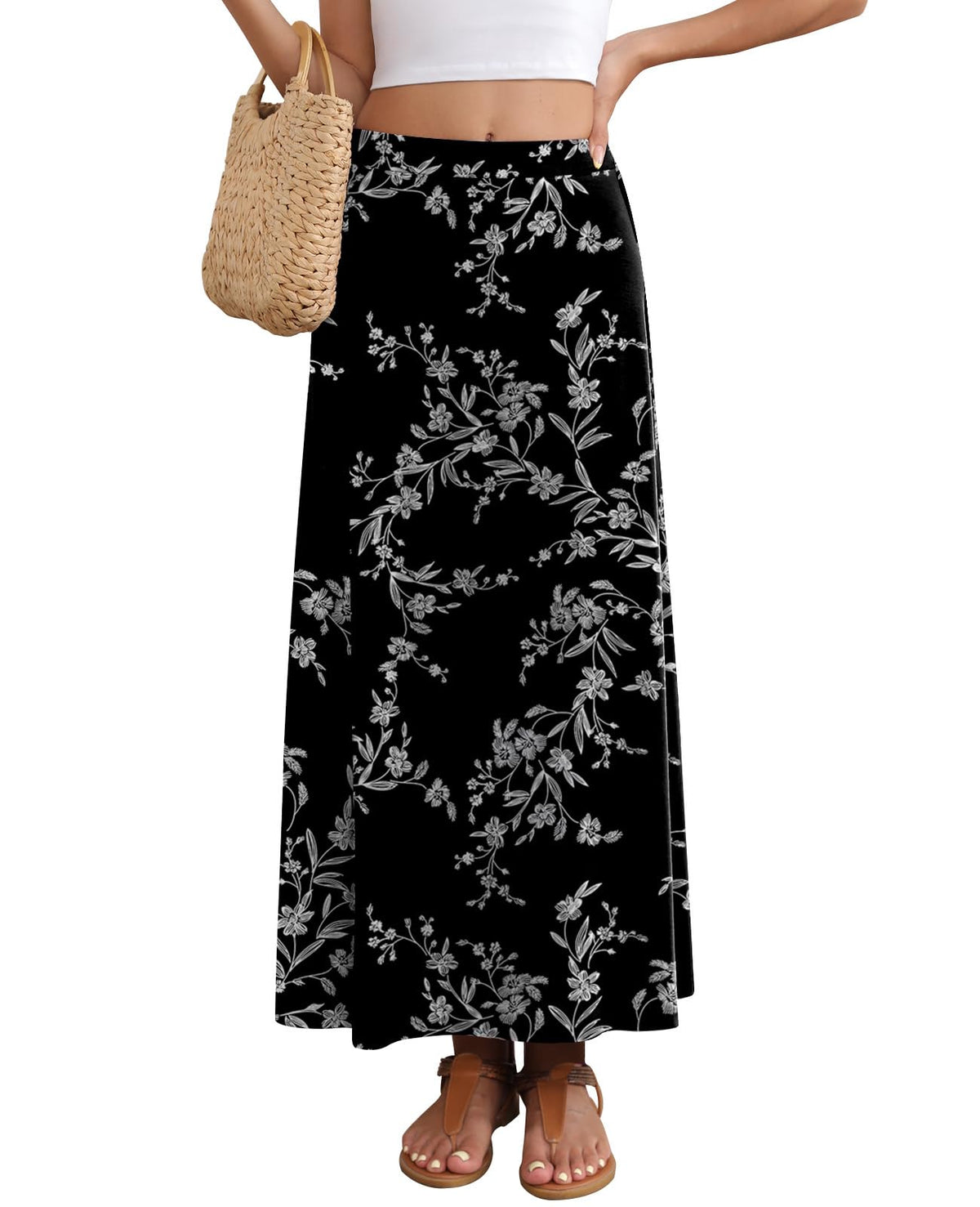 Women's Maxi Skirt Flowy A-line Casual Long Skirts S-2XL