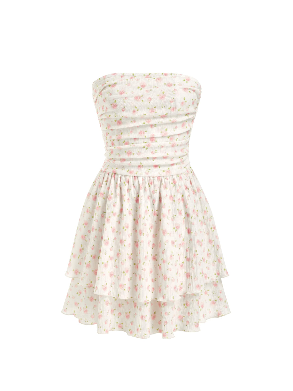 CIDER Women's Summer Cocktail Dress - Tube Ruched Ruffle Mini Dress