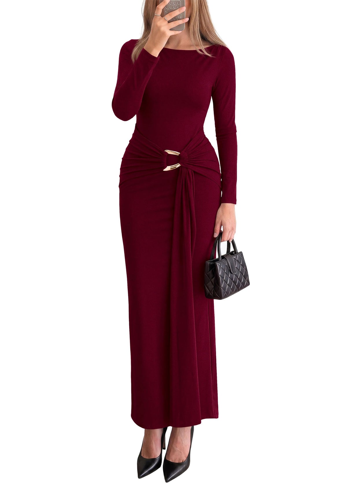 PRETTYGARDEN Women's Long Sleeve Wedding Guest Maxi Dresses