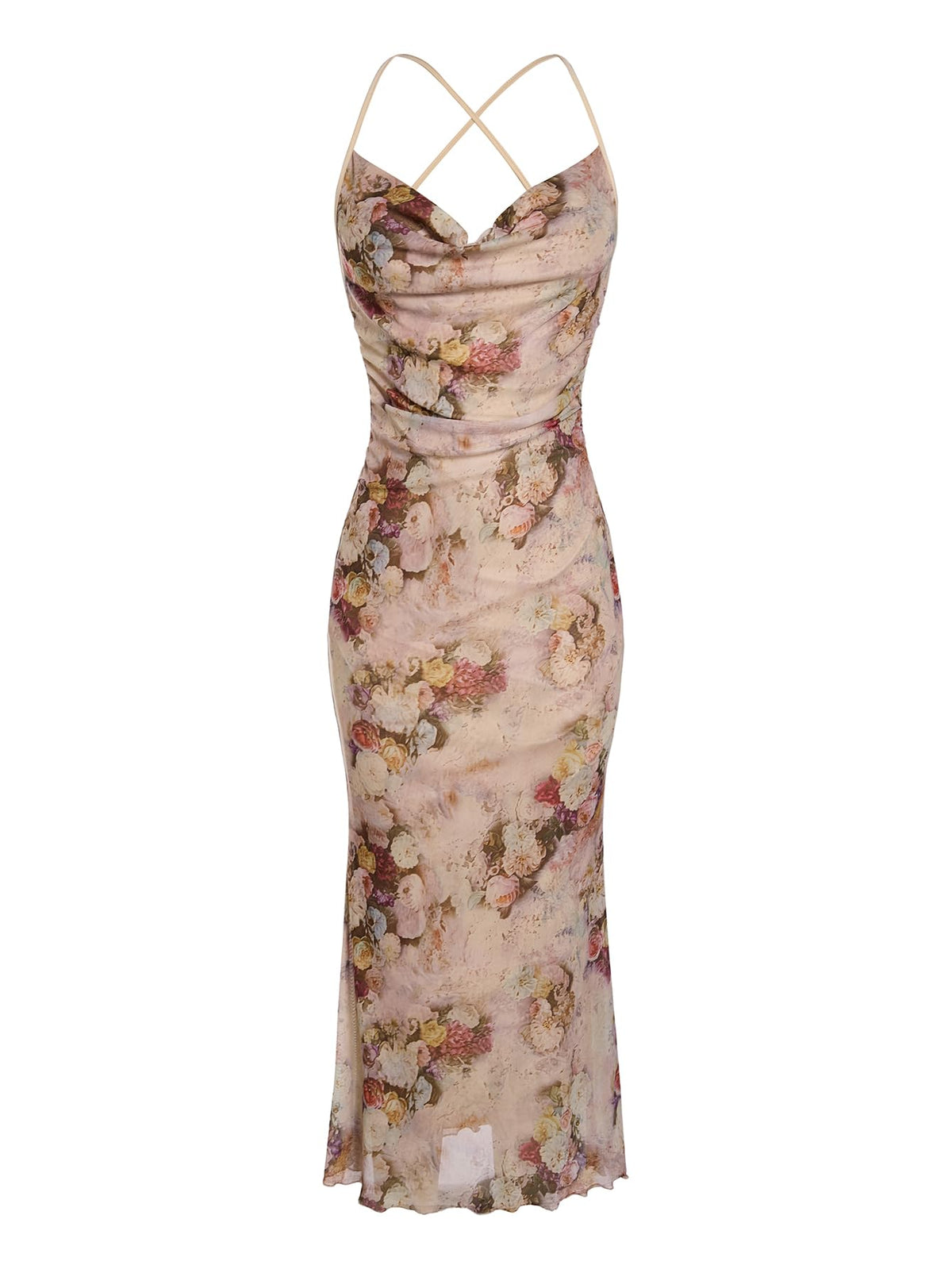 SOLY HUX Women's Floral Mesh Cami Dress Cocktail Wedding Guest Long Dresses