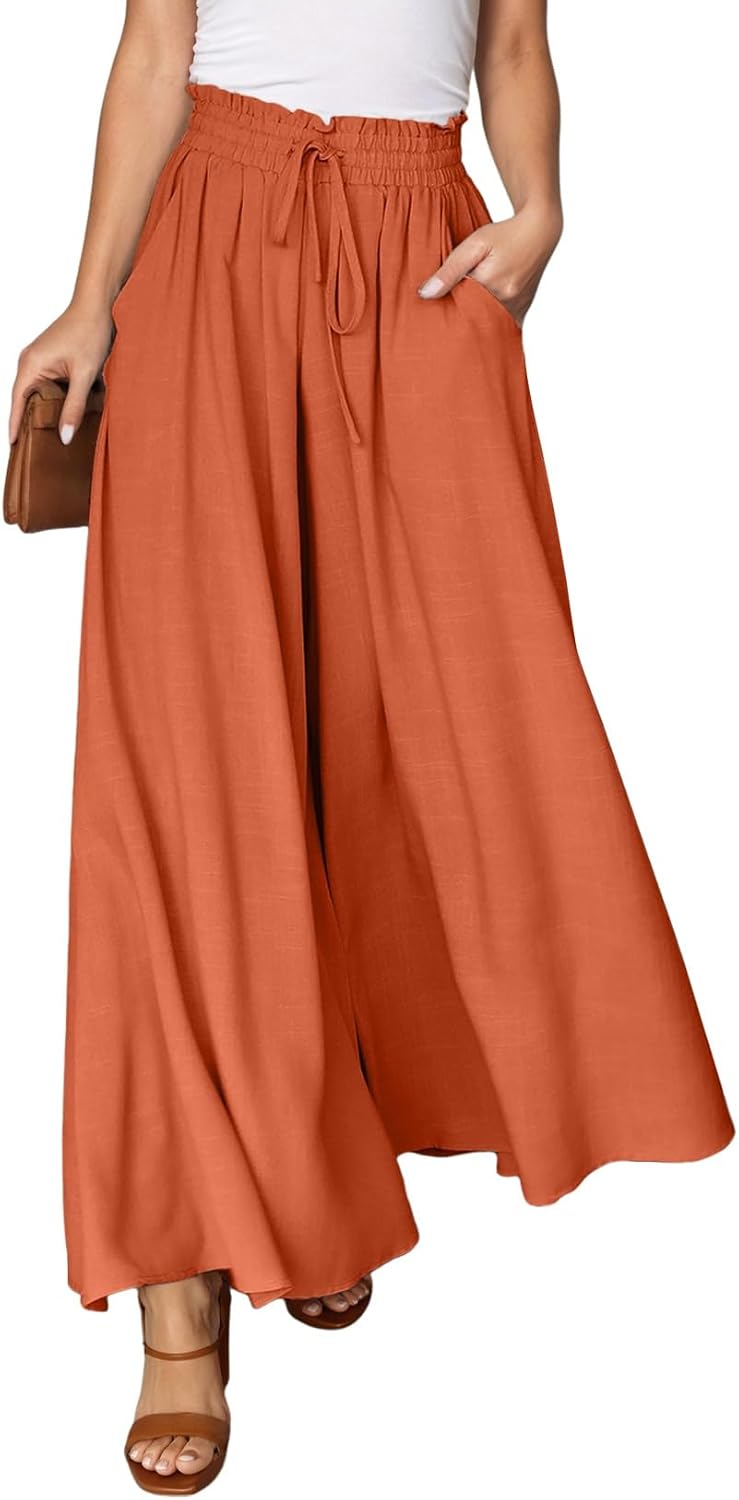 Dokotoo Wide Leg Pants for Women Casual Elastic Waist Drawstring Pants
