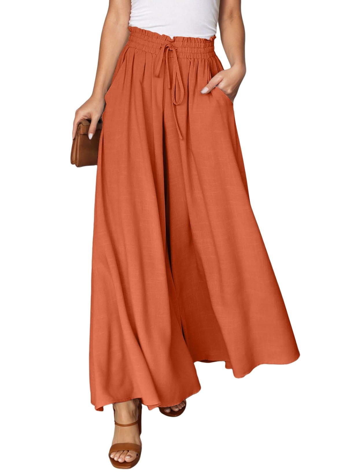 Dokotoo Wide Leg Pants for Women Casual Elastic Waist Drawstring Pants
