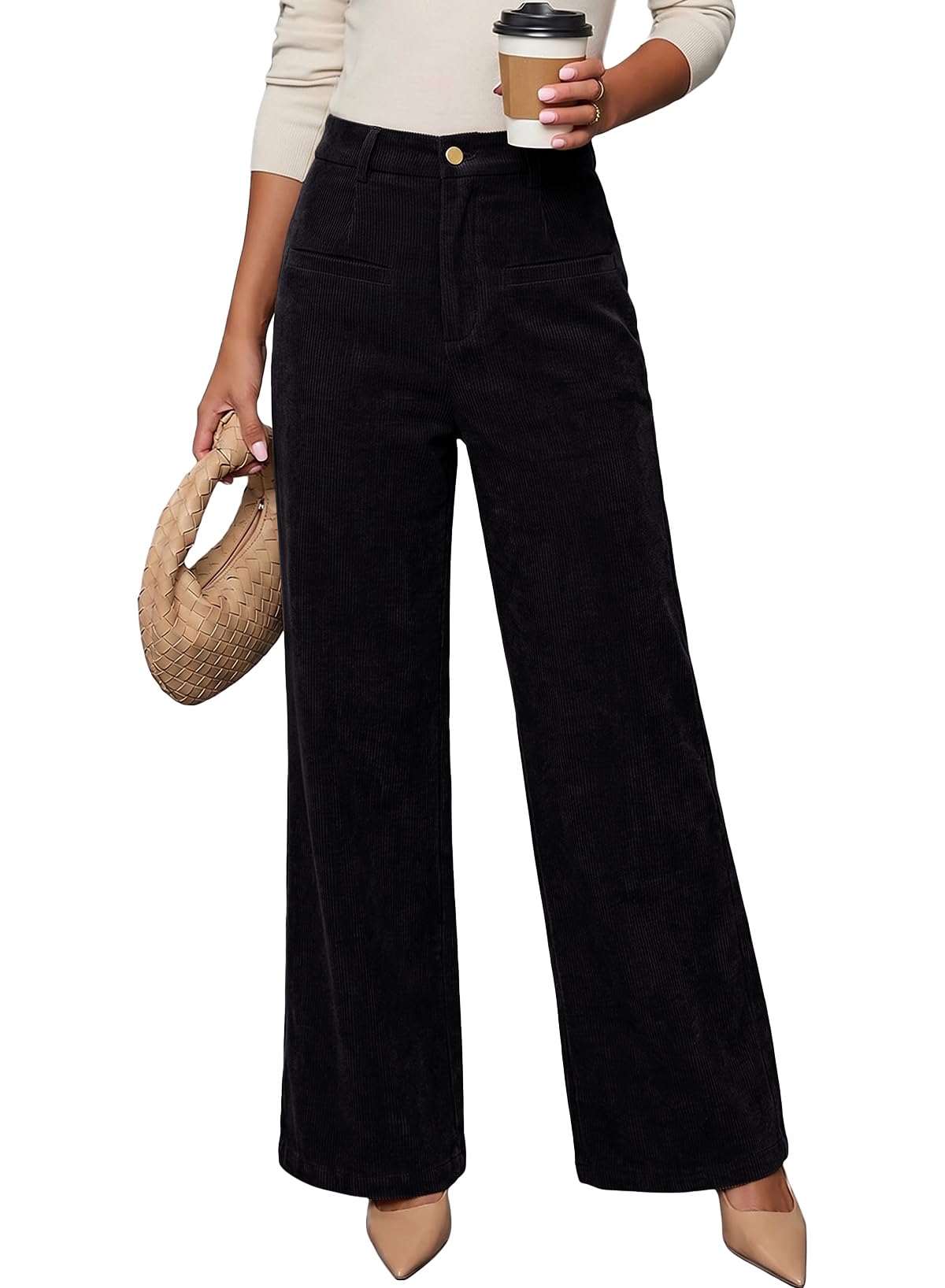 Acelitt Women's Corduroy Pants with Pockets