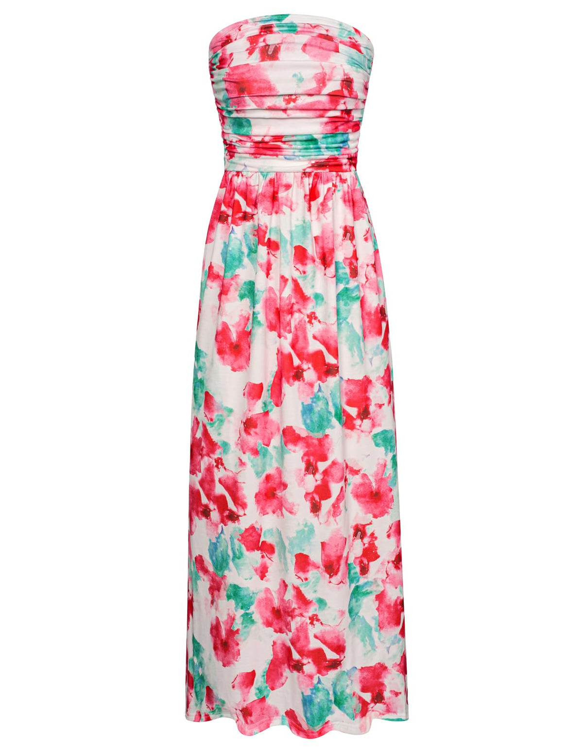 GRACE KARIN Women Strapless Dress Casual Loose Ruched Long Maxi Dress with Pockets