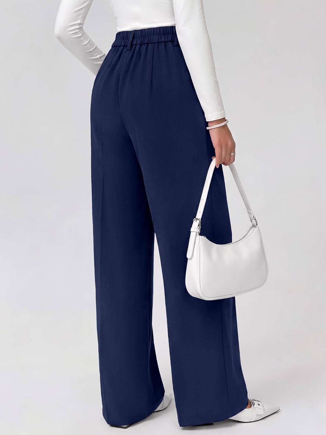 KIRUNDO Fall Wide Leg Pants Woman Flowy High Waisted Slacks with Pockets