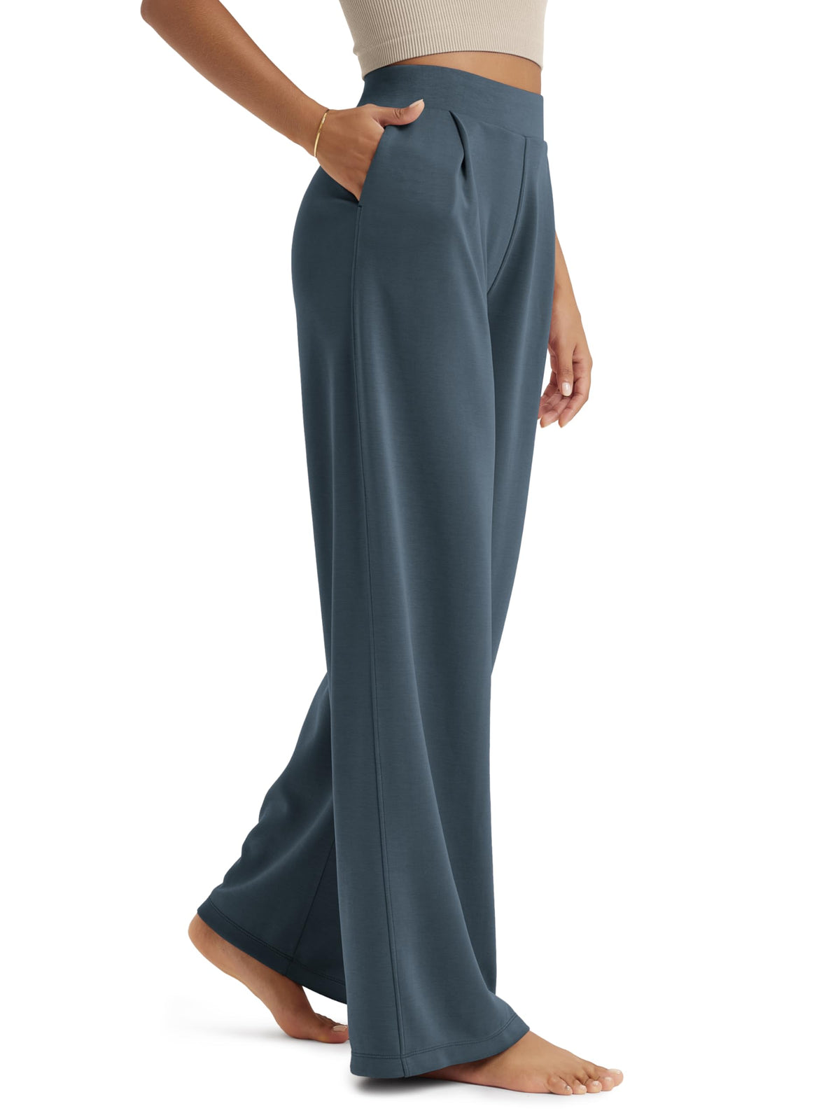 ODODOS Modal Soft Wide Leg Pants for Women High Waist Casual Relaxed Pants with Pockets-27/29"/ 31" Inseam