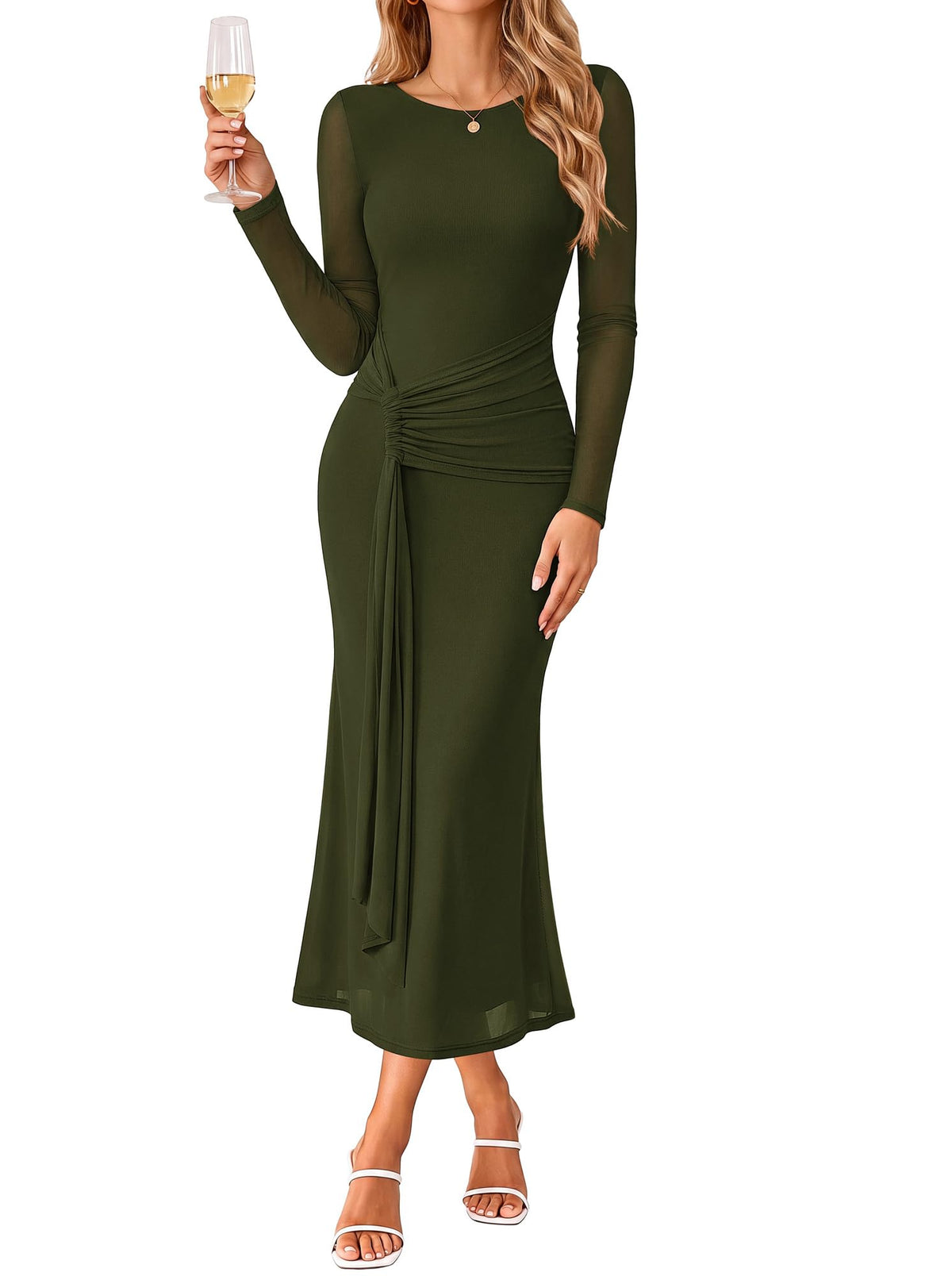 GRACE KARIN Women's Long Sleeve Bodycon Wedding Guest Dress
