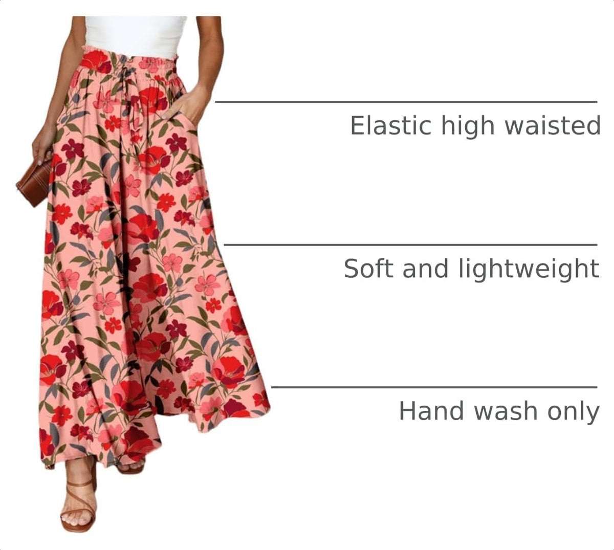 Dokotoo Wide Leg Pants for Women Casual Elastic Waist Drawstring Pants