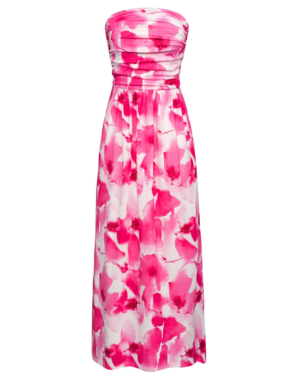 GRACE KARIN Women Strapless Dress Casual Loose Ruched Long Maxi Dress with Pockets