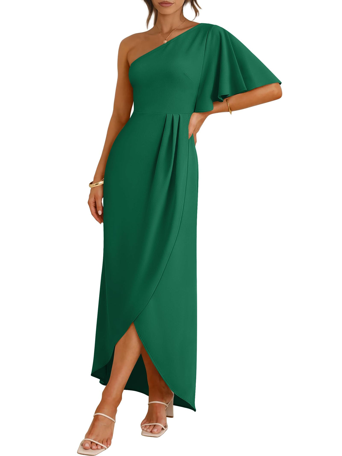ANRABESS Women One Shoulder Formal Wedding Guest Dress