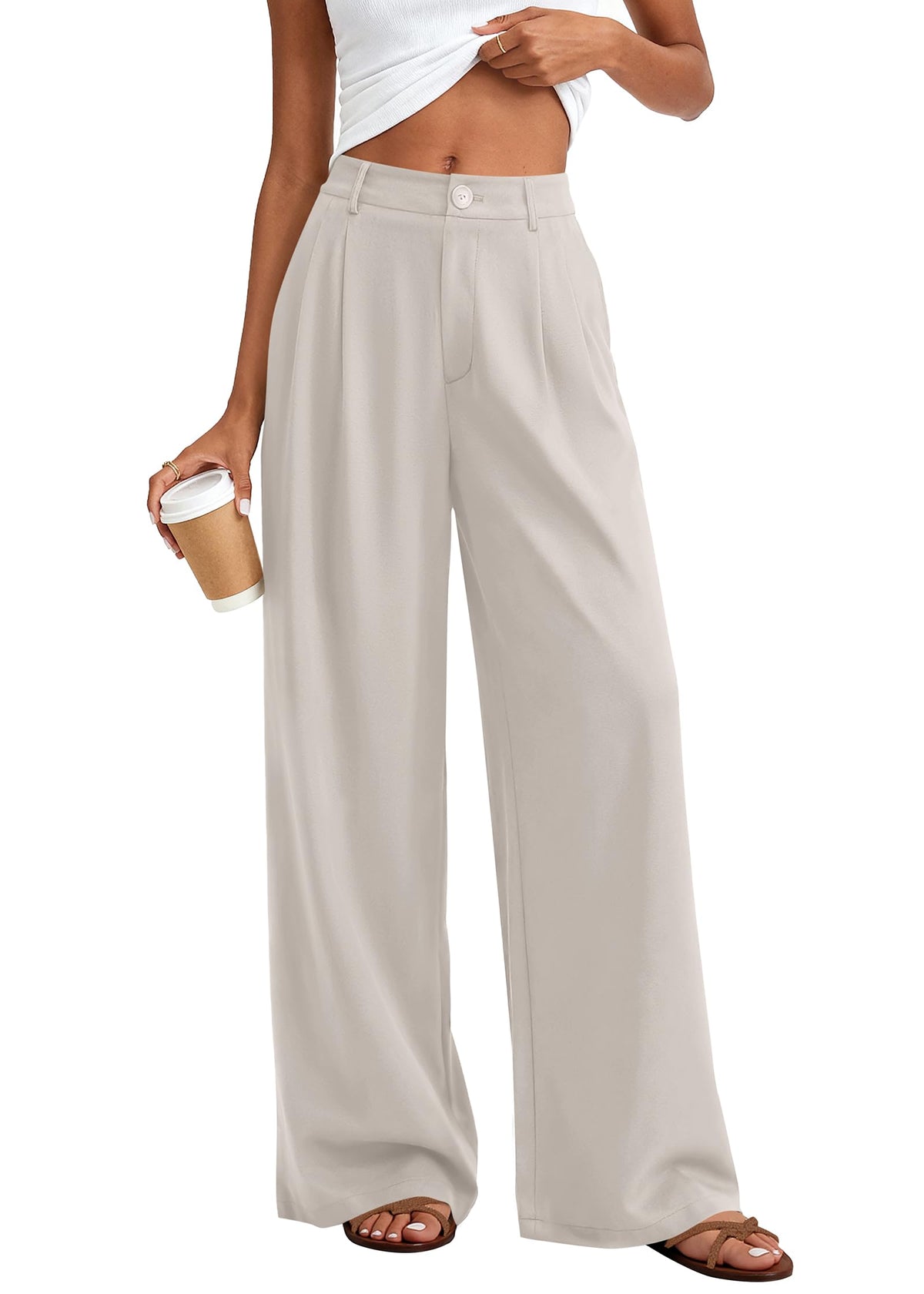 KIRUNDO Wide Leg Pants for Women 2026 Summer Flowy Polka Dot Trousers