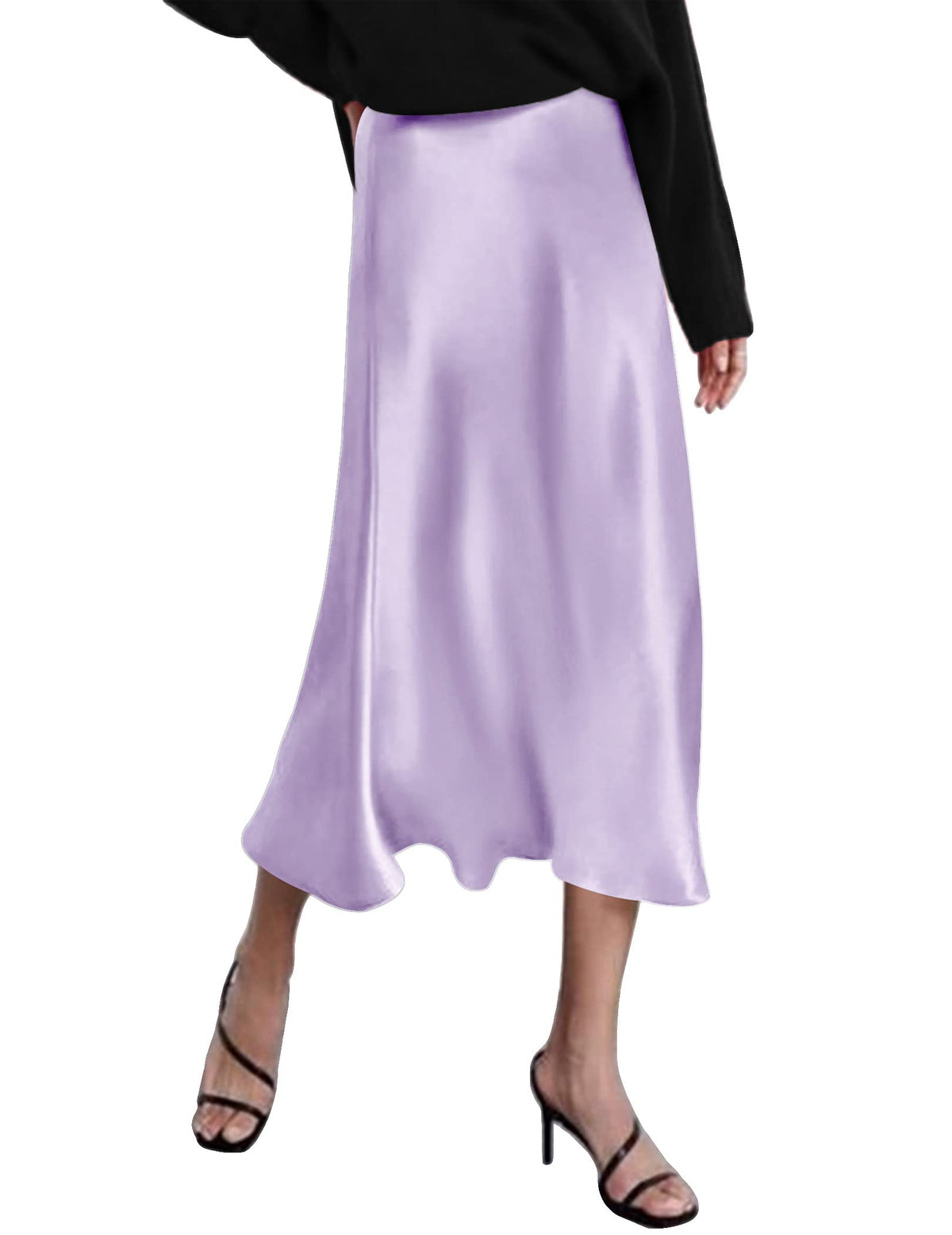 Zeagoo Skirts for Women High Waist Skirt Elegant Midi Skirt Satin