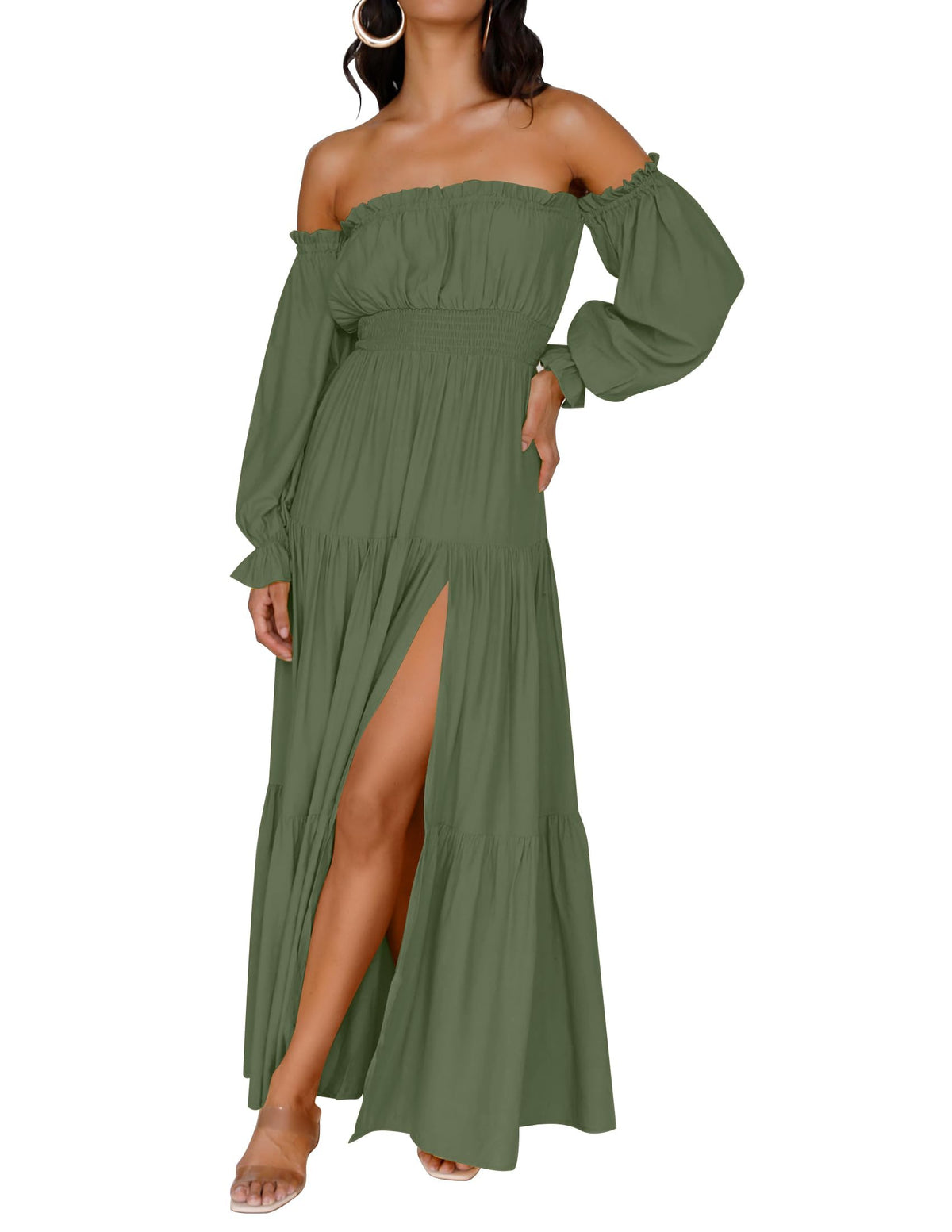 ZESICA Womens Fall Long Sleeve Boho Off Shoulder Maxi Dresses