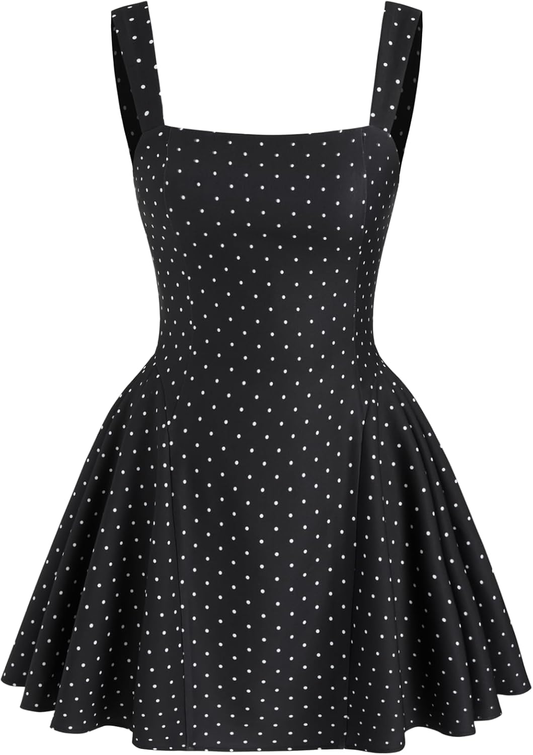CIDER Womens Polka Dot Going Out Dress Cute Summer Date Night Square Neck Sleeveless Mini Dress