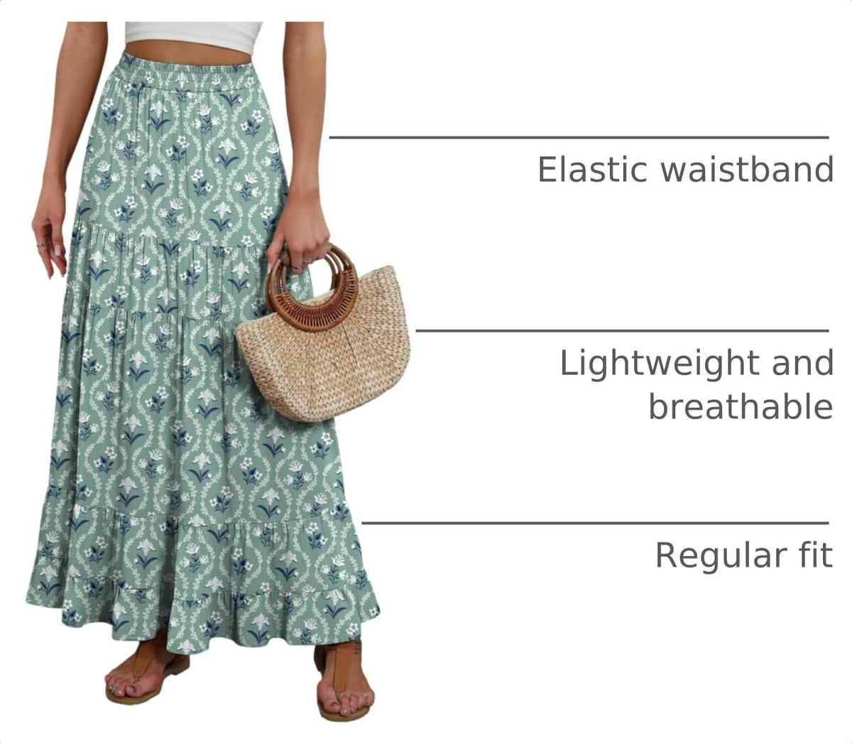ANRABESS Women’s Summer Flowy Maxi Skirts with Pockets