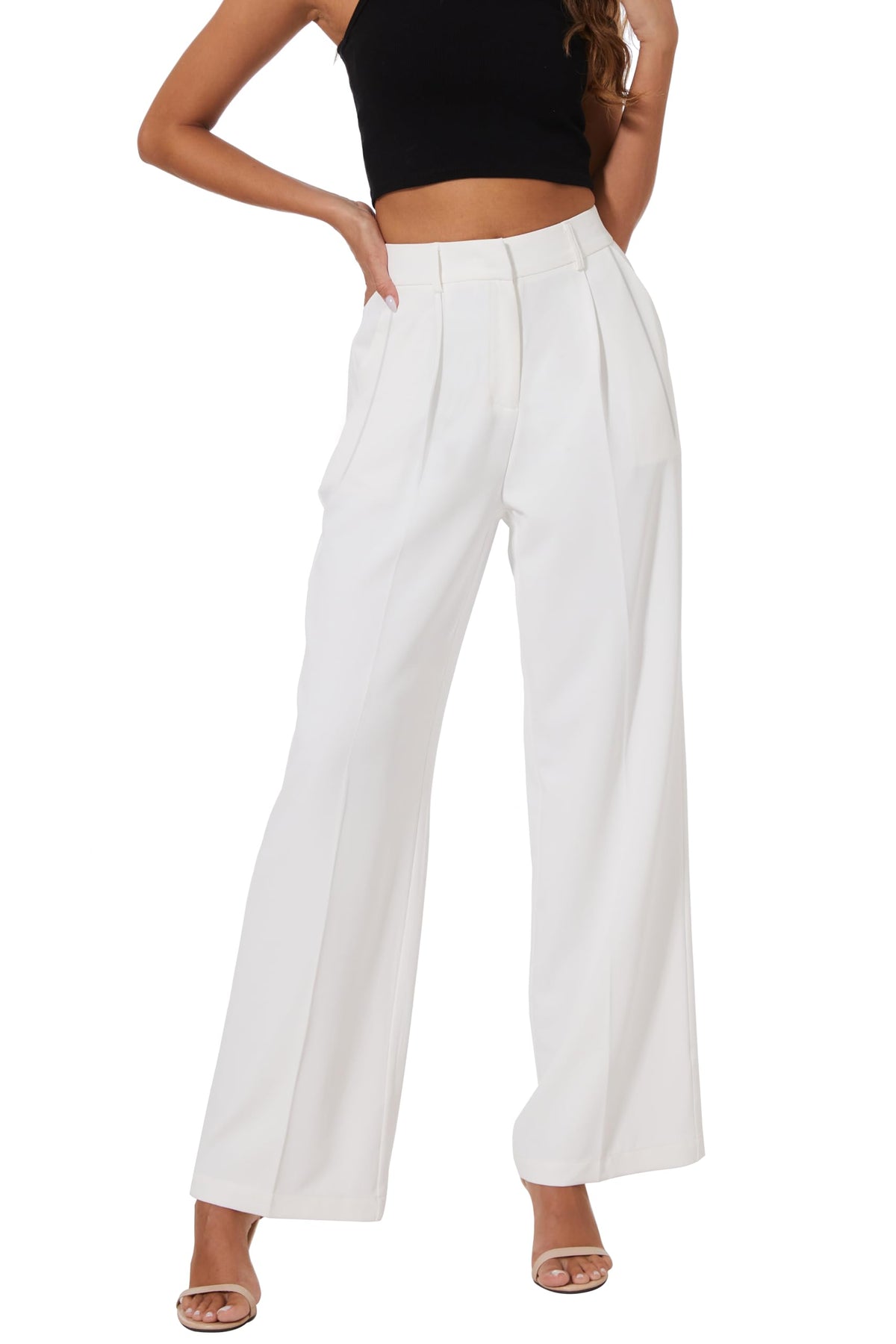 KICZOY Women Casual Wide Leg Dress Pants High Waist Lightweight Flowy Pants